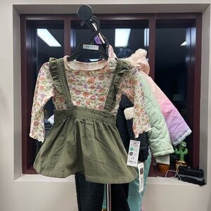 Carters 12m corduroy jumper and flower shirt nwt